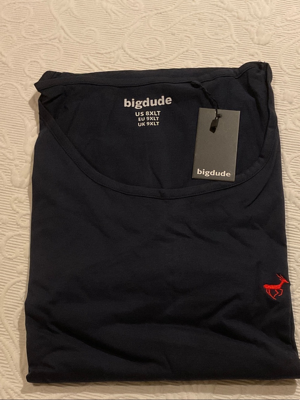 Big Dude Men's Navy Sleeveless Tank Crew Neck Shirt. 8XLT